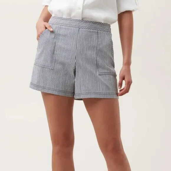 New Trina Turk Dearest Olive Striped Linen Blend Shorts - Sz 4 - Picture 1 of 14